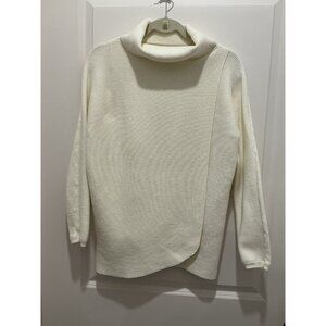 Chicos Zenergy Sweater Size 1 (small) Winter White Wrap Front Long Sleeves Cowl
